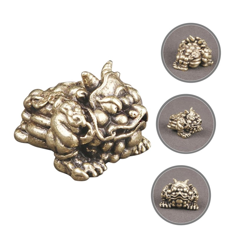 GRIRIW Brass Legged Toad Sculpture Traditional Wealth Desktop Ornament for