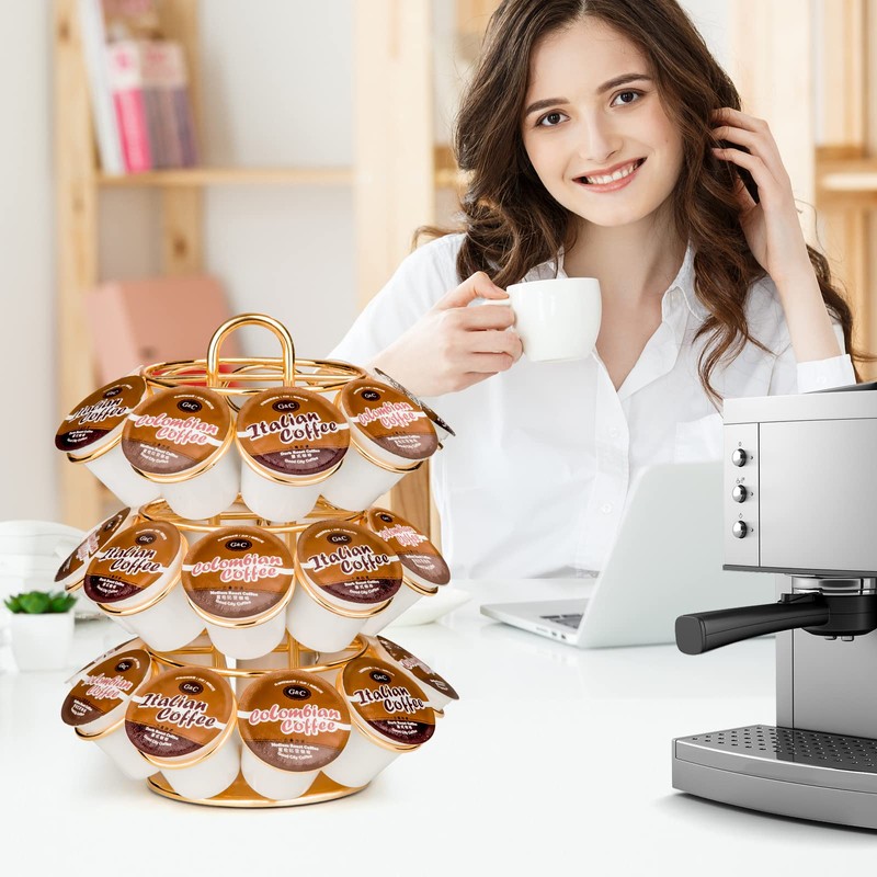 Coffee Pod Holder, K Cup Holders Carousel Organizer ,27 Coffee