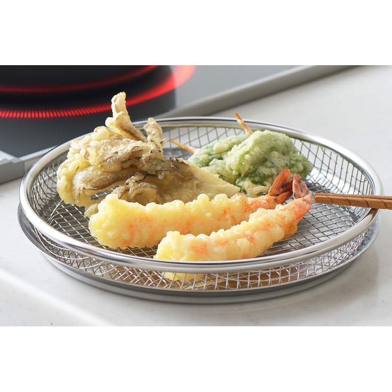 Yoshikawa Shallow Colander, Stainless Steel Spark Mesh, 8.7 inches (22