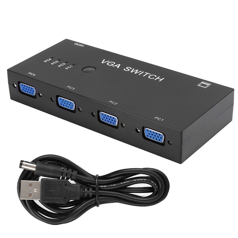 Switcher Video Converter VGA Adapter HD Display Computer Accessories Black