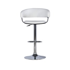 Powell White Faux Leather Barrel & Chrome Adjustable Height Barstool