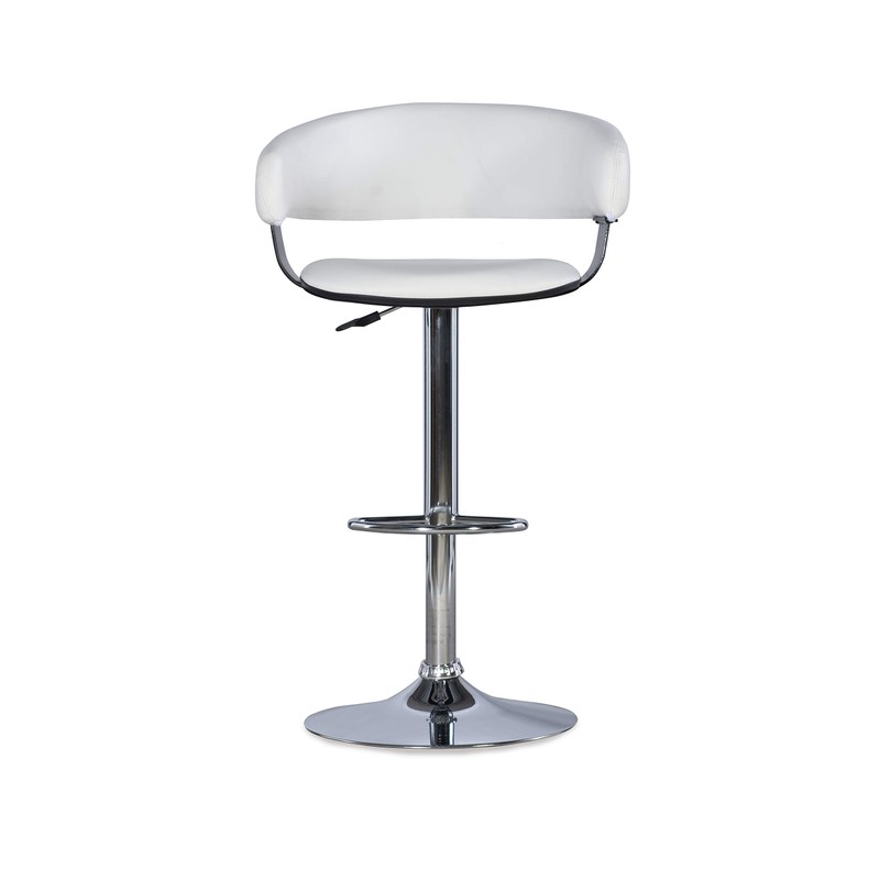 Powell White Faux Leather Barrel & Chrome Adjustable Height Barstool