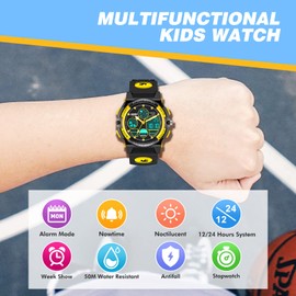 Dislocati Multi-style LED Waterproof Digital Clock Alarm Clock for Children – Gifts & Toys Children, yellow, Strap.