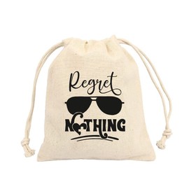 Set of 10 I regret nothing Bags Bachelors party favor bags - wedding favor bag hangover kit bags - party favors bachelorette recovery kit bags, Off-white, 5 * 7 Inches