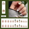 JONKASIPA Medium Almond Fake Nails with 3D Floral Pearl Pattern,White