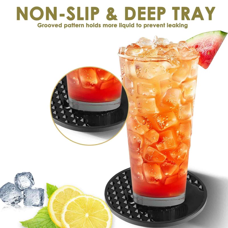 Silicone Coasters 6 Pack with Holder, Drink Coasters Set for
