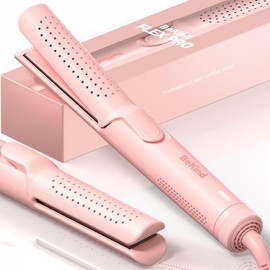 Hair Straightener and Curler 2 in 1 by BeKind Flex, 360° Hair Styler Flat Iron for All Styles, Floating Plates Design, Airflex Lower Temp for Better Styling, Gift for Girls and Women (Peach)