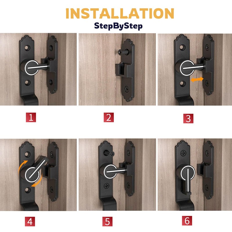 LISHAN 90 Degree Sliding Door Latch, Replaceable Patio Door Handle