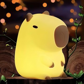 Capybara Salamandra NiñOs Dormitorio Luz de Noche, Siete Colores y 3 Niveles de Brillo Apagado Automático, LED Recargable de Silicona Suave Luz TáCtil Para el Dormitorio, Sala de Estar
