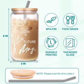 JOSTTER Bride To Be Gifts - Engagement Gifts for Women, Bridal Shower Gift, Bachelorette Gifts for Bride, Bachelorette Party Favors, Engaged Gifts for Her, Future Mrs 16 Oz Can Glass