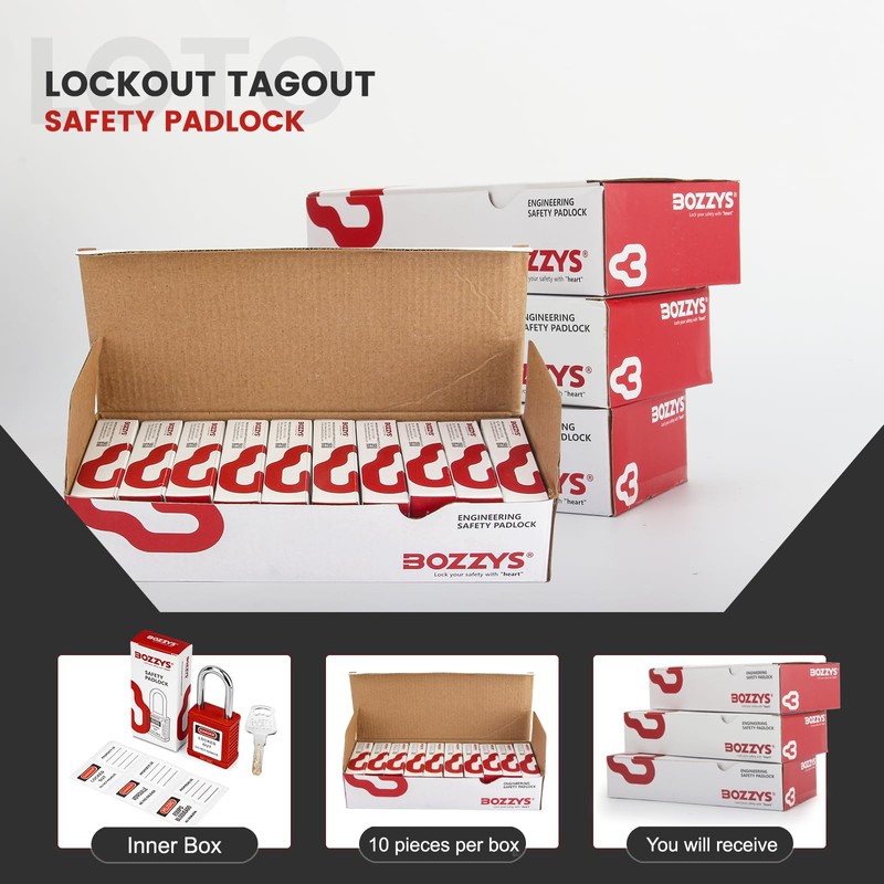BOZZYS Lockout Tagout Locks 12-Pack｜OSHA Green Loto Locks Keyed Alike｜12