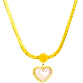 Waterproof Heart Necklace, 18k Gold Plated Titanium Steel, Razzberry Designer Jewellery for Women, 40-45cm, with Gift Pouch included