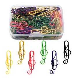 FineGood Zem Clips, 6 Colors, Random Color, Set of 60, Paper Clips, Musical Notes, Metal, Cute, Decorative, Bookmark, Office, Stationery, Document Organizer, Cute, Treble Clef Bookmark, Document