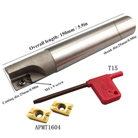 GBJ BAP400R C24-25-200 APMT1604PDER Insertos de carburo de acero de mecanizado, fresado de cara de hombro cuadrado de hierro (400R C25-25-150-2T+APMT1604PDER-DP Gold)