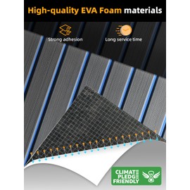 FOCEAN Boat Flooring EVA Foam Boat Decking Faux Teak Marine Flooring Marine Mat Sheet for Motorboat RV Yacht Kayak Surfboard, 94.5''x 15.7'', Grey with Blue Lines