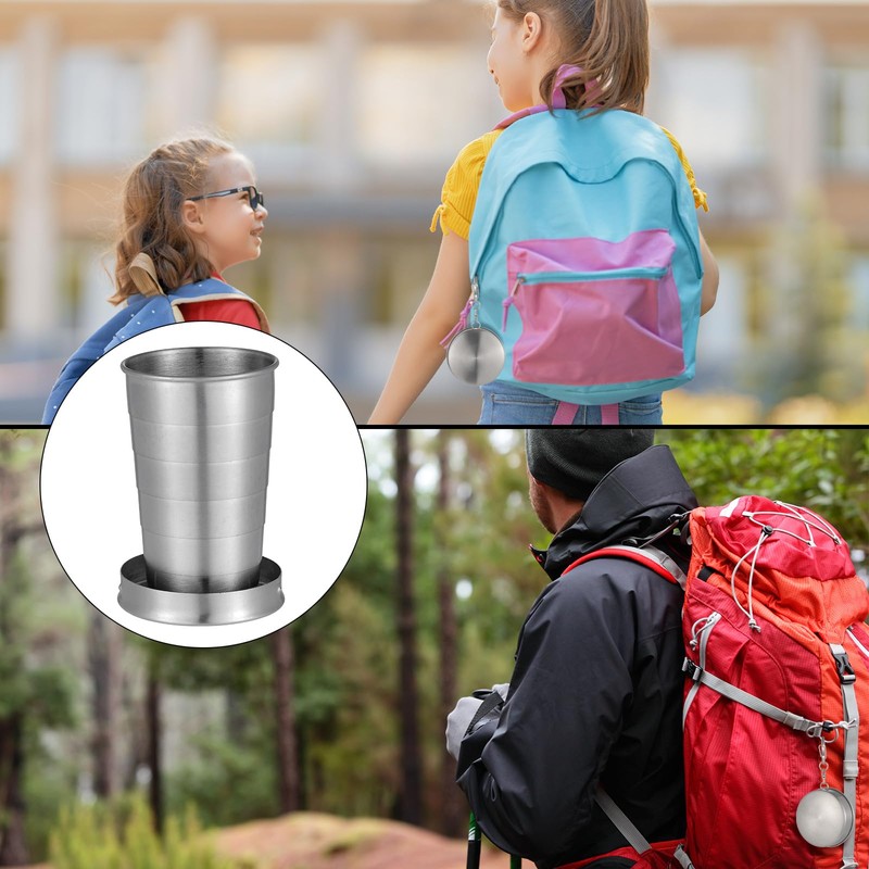 Reallnaive 10 Pieces Collapsible Shot Glasses Stainless Steel Collapsible Cup