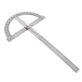 Degree Gauge 0-180°, Protractor Stainless Steel Protractor with Metal Locking Screw, Goniometer Ruler, Degree Gauge Goniometer, Angle Ruler Protractor, Protractor with Round Head for Students, 150 mm
