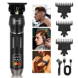 HATTEKER HT-6201 Cordless Electric Hair Clippers for Men USB Rechargeable with LED Digital Display Home Salon Haircut Toolcolor: Black, plug type: Usb
