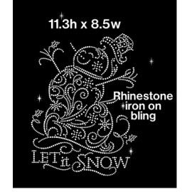 Unbranded Snowman Christmas iron on rhinestone transfer, iron on bling, Let it snow