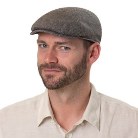 Stetson Viando Silk Driver Flat Cap Peaked Cap Men's Silk Cap Made in Germany with Peak, Lining Spring Summer, brown