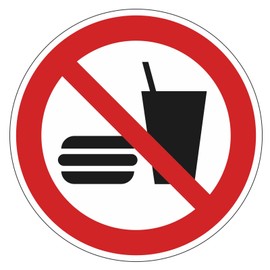 easydruck24de Prohibition Sticker P022 Food and Drink Prohibited I 20 cm I Food and Drink Prohibited I hin179