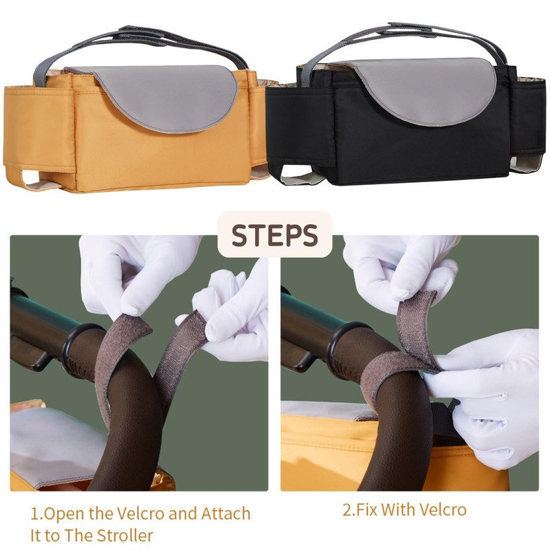 HAGOT Pram Organiser Pram Bag with Insulated Drink Holder, Buggy