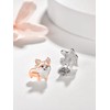 Dreamboat Corgi Stud Earrings for Women 925 Sterling Silver Rose