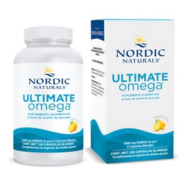 Nordic Naturals | Suplemento Alimenticio Ultimate Omega | 1280 mg Omega‑3 | 120 Cápsulas Blandas Sabor Limón | Non‑GMO | Sin Gluten