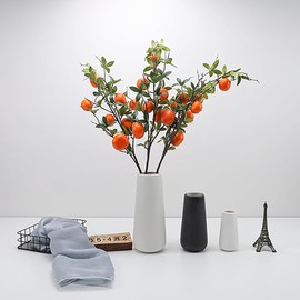 XJYWSH Artificial Orange Branches, Simulation Tangerine Branches,Lifelike Fake Fruit Props with Green Leaves for Vase Home Party Decoration Decorative, Arrangement Photography Props