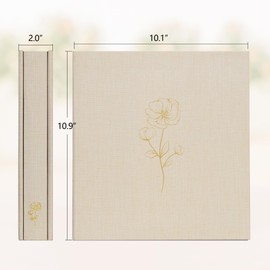 Tslespcx Photo Album 8x10 100 Photos, 100 Pockets Picture Album, Linen Fabric Cover Picture Book for Photos, 8x10 Photo Album Book for Wedding Travel Family Memories(Beige)