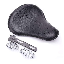 13" Black Crocodile Skin Motorcycle Leather Driver Seat Cushion for Harley Davidson Sportster Chopper Bobber (Black-Crocodile)