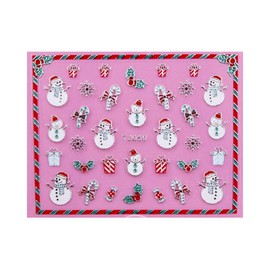 Christmas Man Candycanes Snowflakes 3D Nail Stickers Tj052 Tj060 Silver Nail Wraps Stickers Manicure Supplies for Women Nails Full Long Lasting Easy Apply and Remove