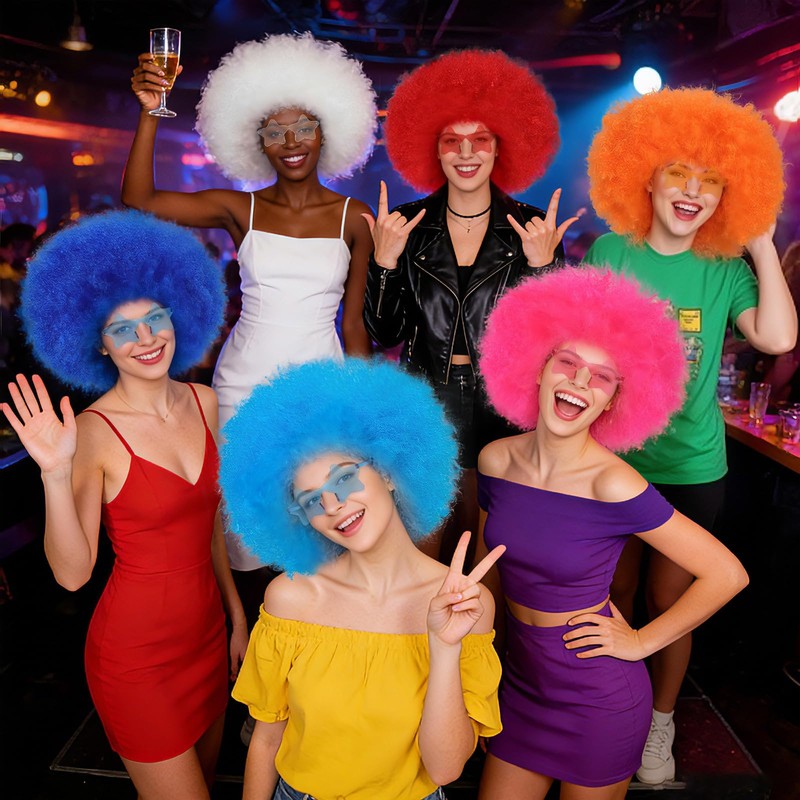 IMEYLE Fluffy Blue Curly Afro Wigs Dark Blue Wigs for