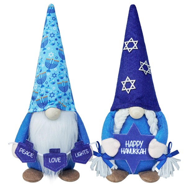 CRCZK Hanukkah Gnomes Decorations for Home Menorah Chanukah Decor Hannukah Ornaments Jewish Gnome Gifts Hanukkah Tiered Tray Decor Hannukah Gnomes Gifts