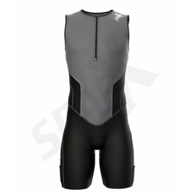 Sparx Men`s Triathlon Suit Tri Race Skinsuit Bike-Swim-Run 3 Pockets Italian Fabric (Gray, Small)