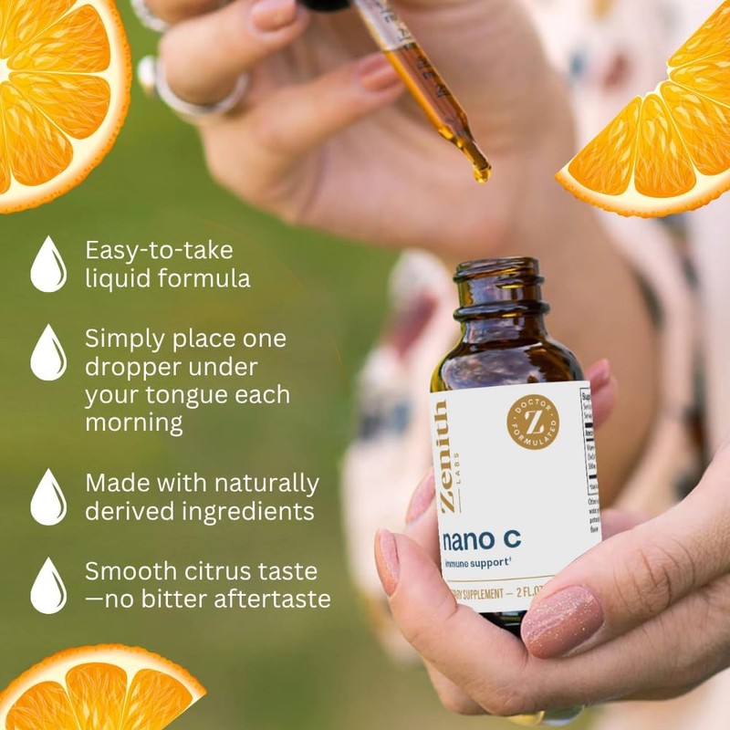 Zenith Labs Liquid Vitamin C Drops for Adults - Nano