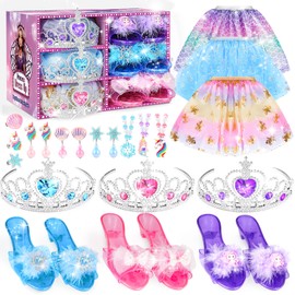Dreamon Princess Dress, Children, Set of 3, Girls, Toy Skirt, Necklace, Earrings, Ring, High Heel Girl, Present for 3, 4, 5, 6 Years Old Girls, Birthday Gift, Christmas Gift, Stylish, Birthday Present
