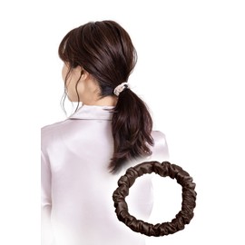 COCOSILK Hair Rubber Silk Hair Rubber Cute Adult Silk Scrunchie Silk 100% Office Hair Accessory (Cocoa Brown)