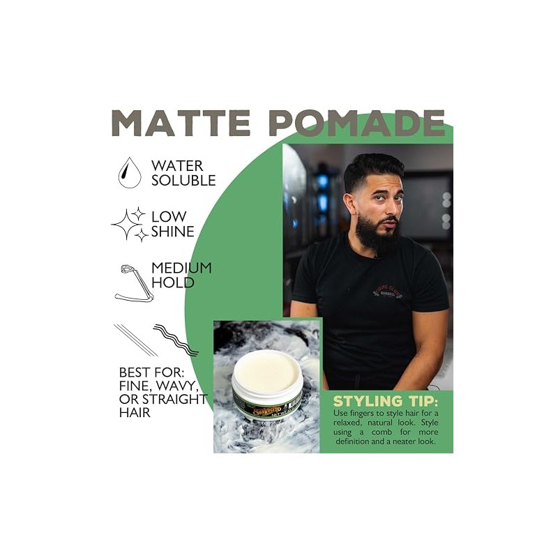 Suavecito Pomade Mate Cera para Cabello de Fijacion Media Acabado