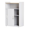Adjustable Storage Cabinet with Sliding Doors, Multi-Functional Organizer with 2-Tier