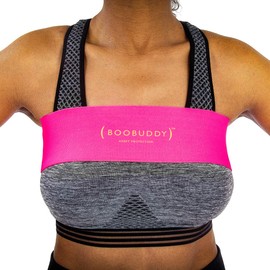 Booband Boobuddy Breast Support Band - High Impact Sports Bra Alternative Running Accessory for Women - Shock Absorbing Compression for Zero Bounce, Prevent Injury, Improve Posture, Pink, Large