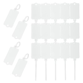 PATIKIL 100Pcs Blank Waterproof Plastic Tags, Label Seal Shipping Tags Key Storage Marker Ties Hang Tags Reusable Writable with Zip Tie for Labeling Luggage, White 2.48 x 1.46 Inch