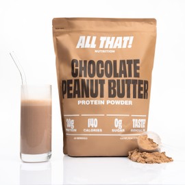 ALL THAT! NUTRITION Chocolate Peanut Butter Whey Protein Powder, 30G of Protein, Low Calorie & Fast-Absorbing, 0 Sugar, Soy-Free & Gluten-Free Protein Powder, 30 Servings