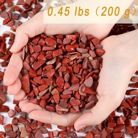 DUQGUHO Red Jasper Crystals Chip Bulk Decorative Rocks Aquarium Gravel Bulk Rocks Gravel for Plants Terrarium Supplies Fish Tank Gravel Pebbles Vase Filler 0.45 lbs