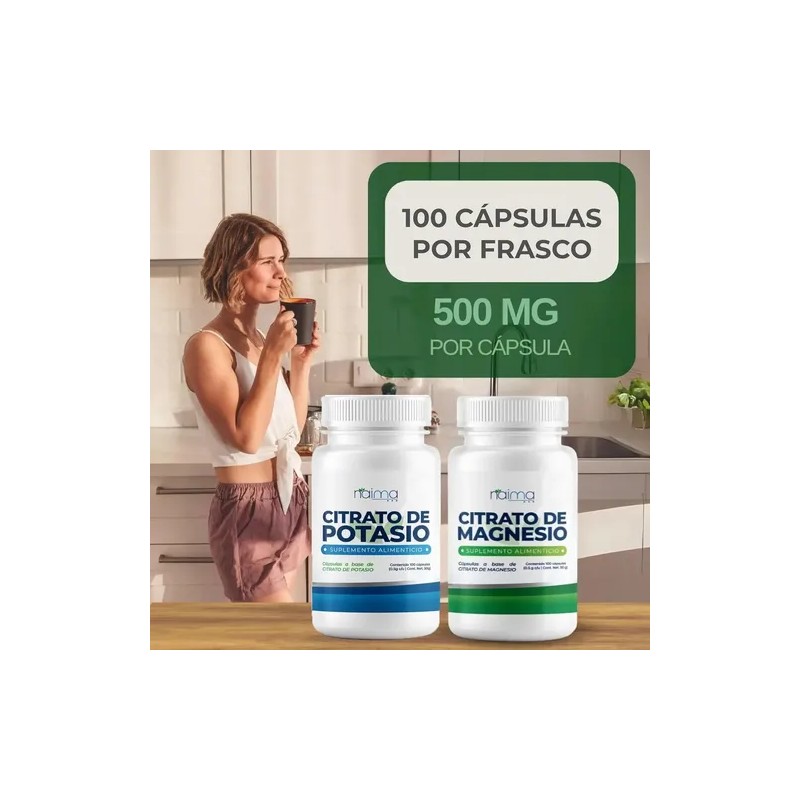 Naima Citrato Magnesio Potasio Cápsulas 500mg 2x100u Gluten
