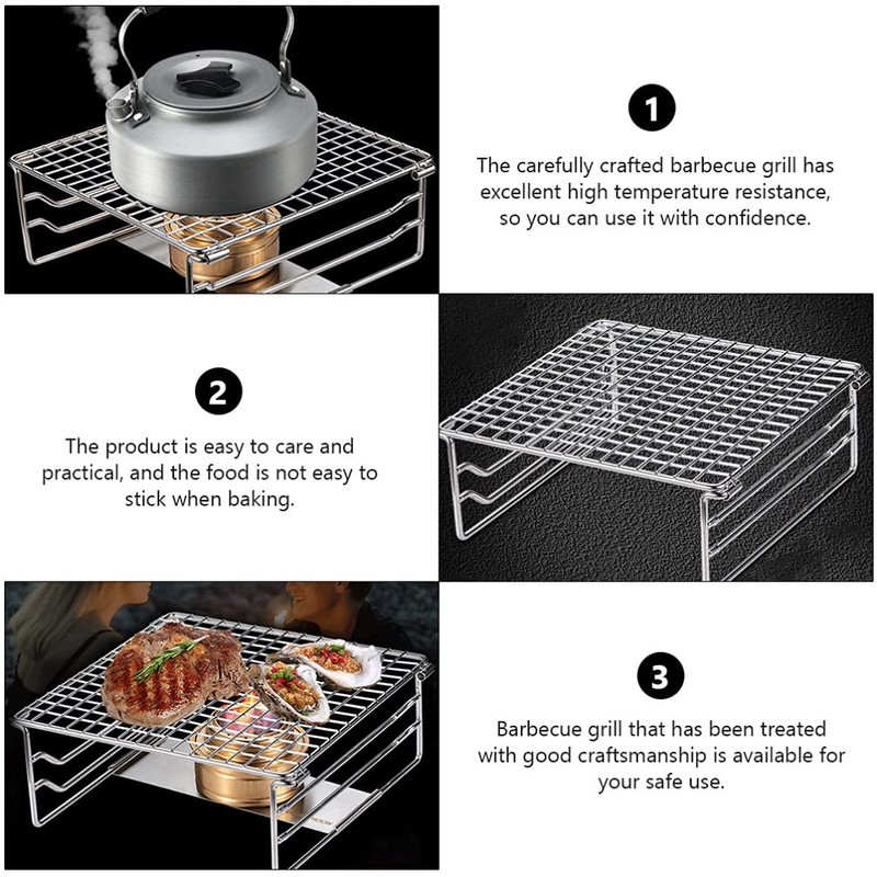 Grill Warming Rack Heavy Duty Stainless SteelGrate Portable Camping Grill