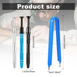3pcs Jewelry Pickup Tools, Piercing Claw Tool with U-Clip Strong Reliable Piercing Ball Grabber Tool for Pearl Jewelry Small Parts (Blue, Black, Silver, Blue)