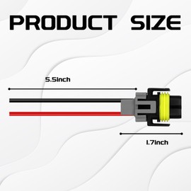 MLAHUIER H8/H9/H11 Fog Light Harness Connector with Wire, Pigtail Adapter Plug Replacement, Waterproof Spotlight Wire Socket Connector for Fog Light High Low Beam Bulb(2PCS)