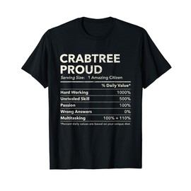 Crabtree, Pennsylvania Proud Nutrition Facts T-Shirt
