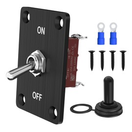 RVMARINEPAT Heavy Duty Toggle Switch 12V DC 30A Waterproof 2 Pin ON/Off SPST with Mounting Panel, Weatherproof Cap Cover for Auto Car Marine Boat